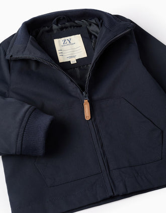 Chaqueta Entretiempo con Capucha Desmontable para Bebé Niño, Azul Oscuro
