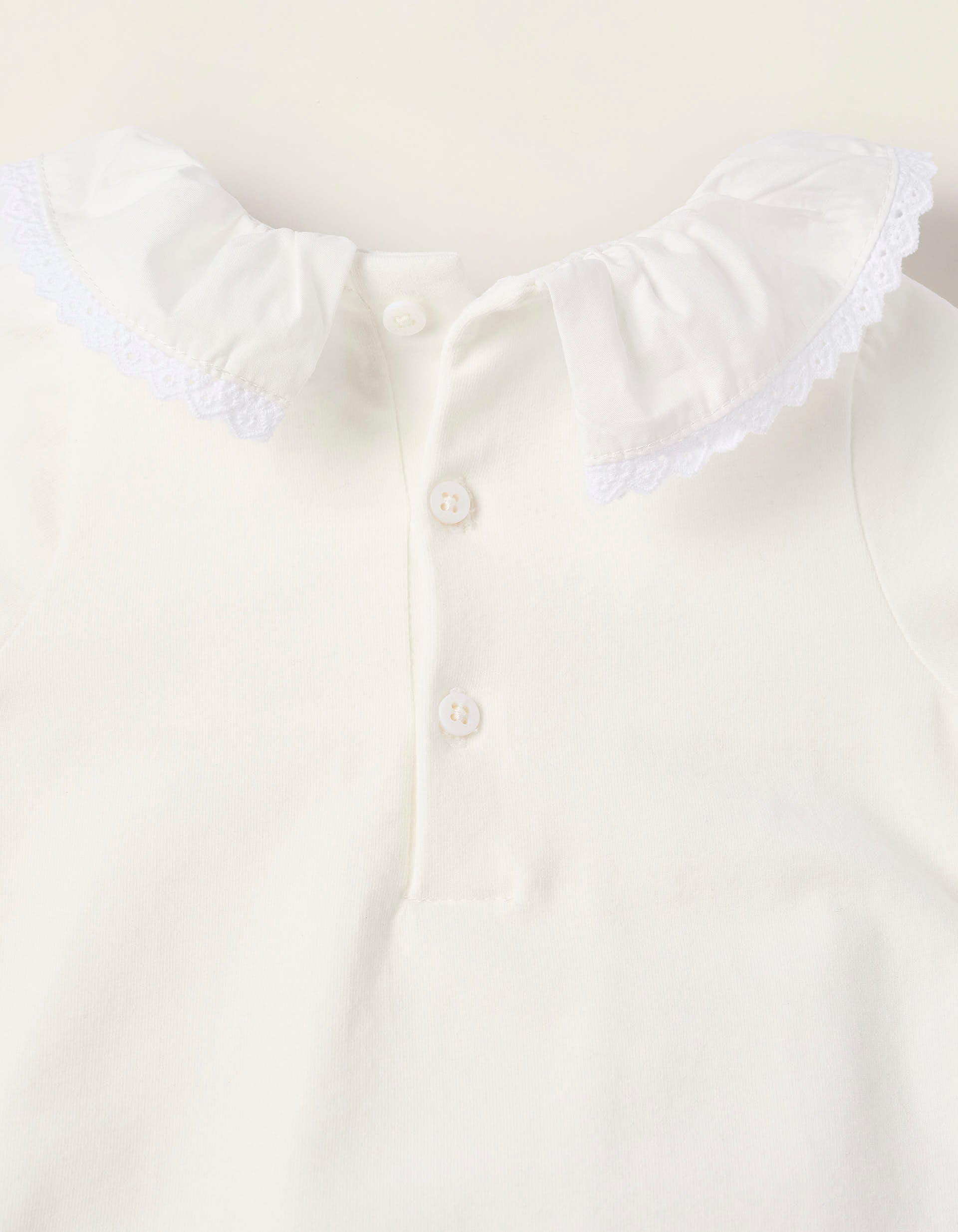 Body-Blusa com Renda para Recém-Nascida, Branco