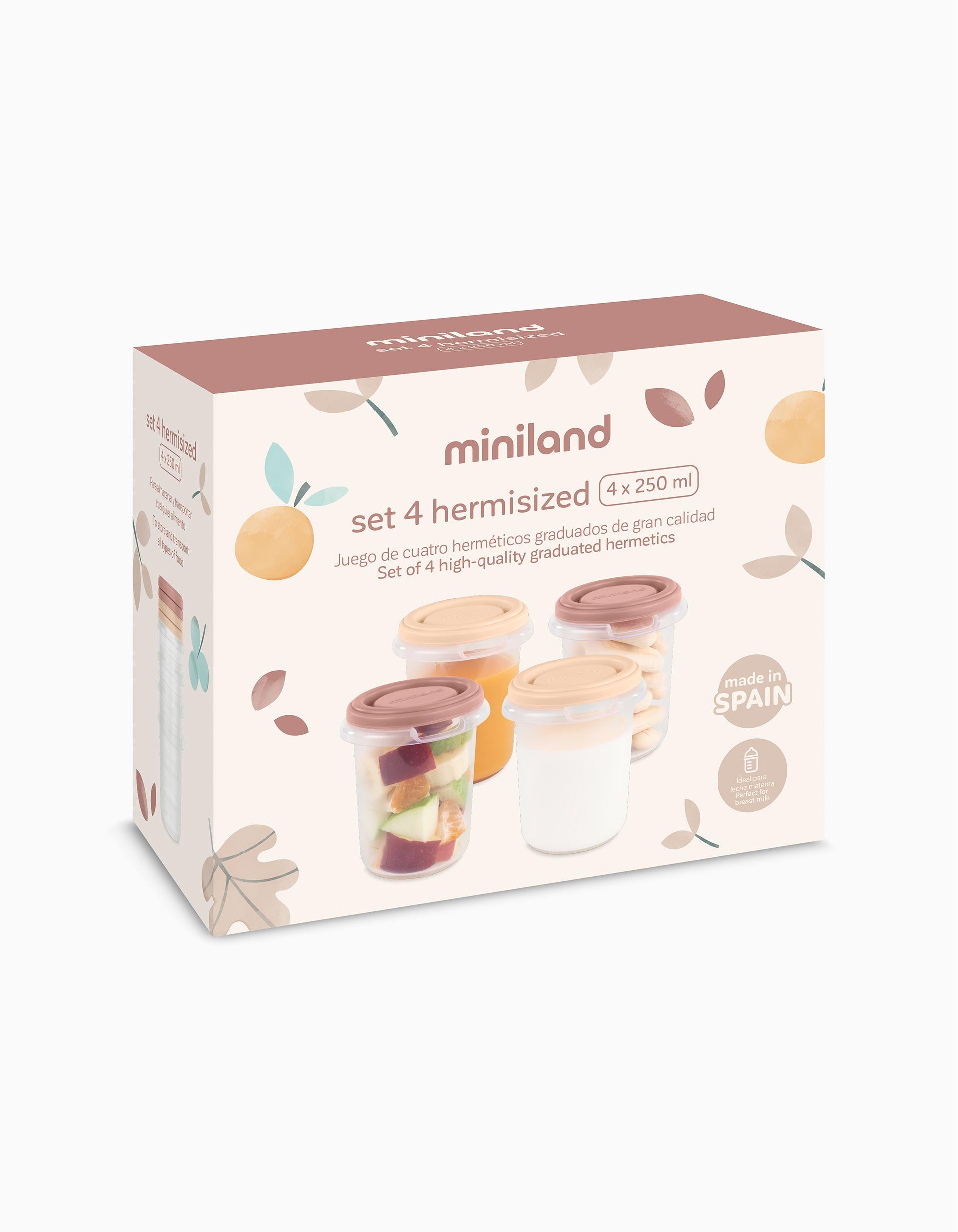 Pack Of 4 Airtight Containers Miniland 250Ml, Valencia