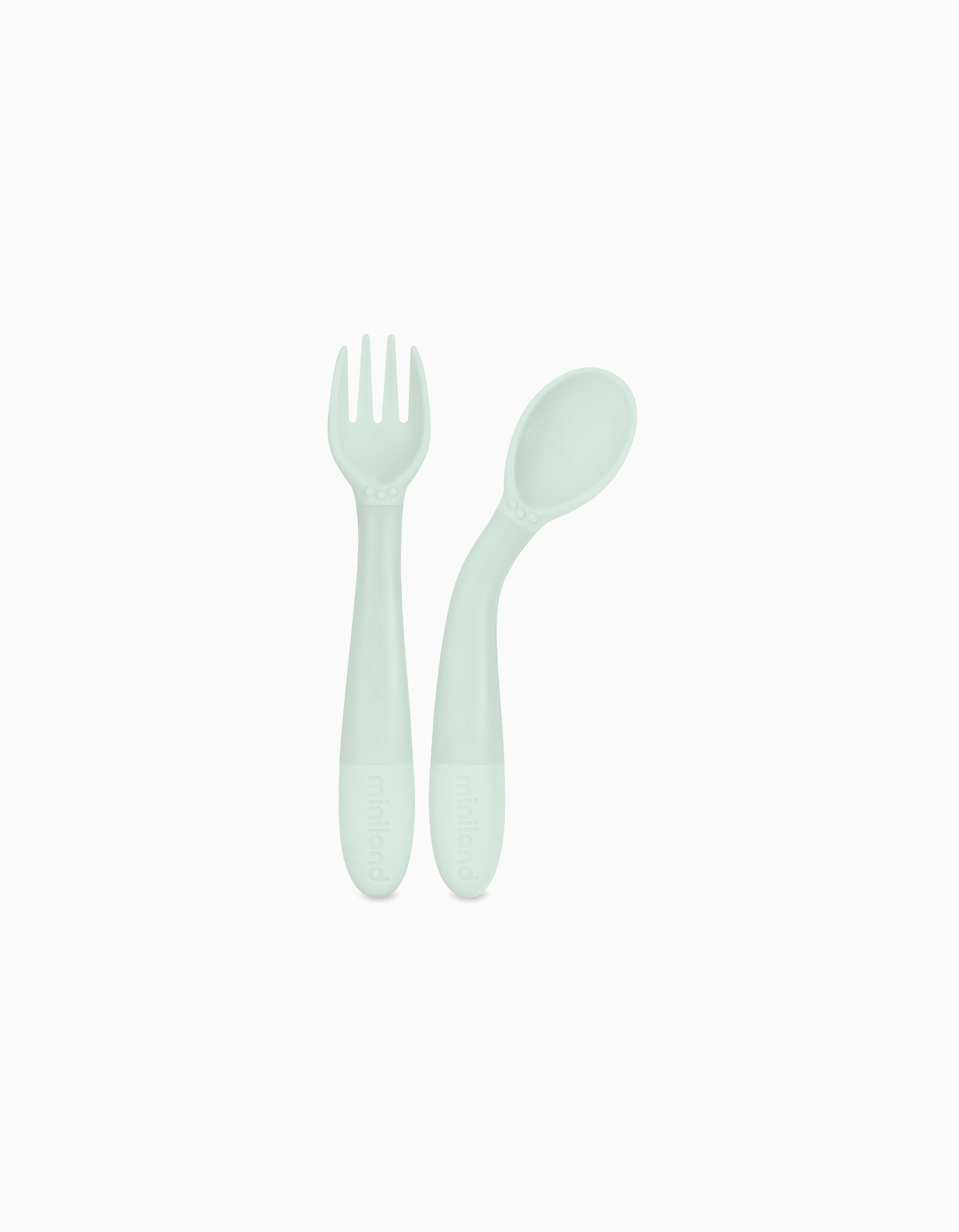 Flexible Cutlery Pack Miniland Fork and Spoon 6M+, Mint