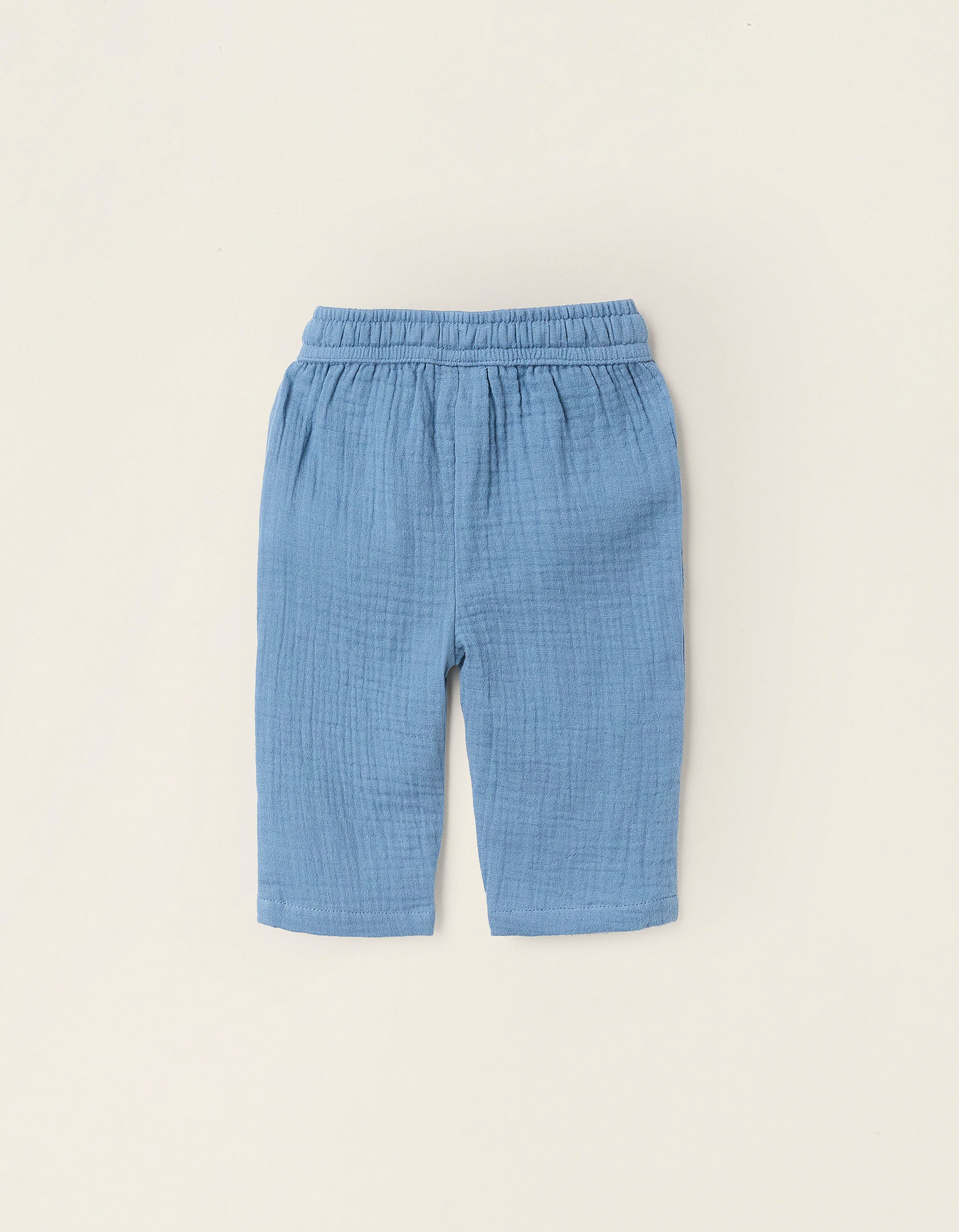 Cotton Muslin Trousers for Newborns, Turquoise