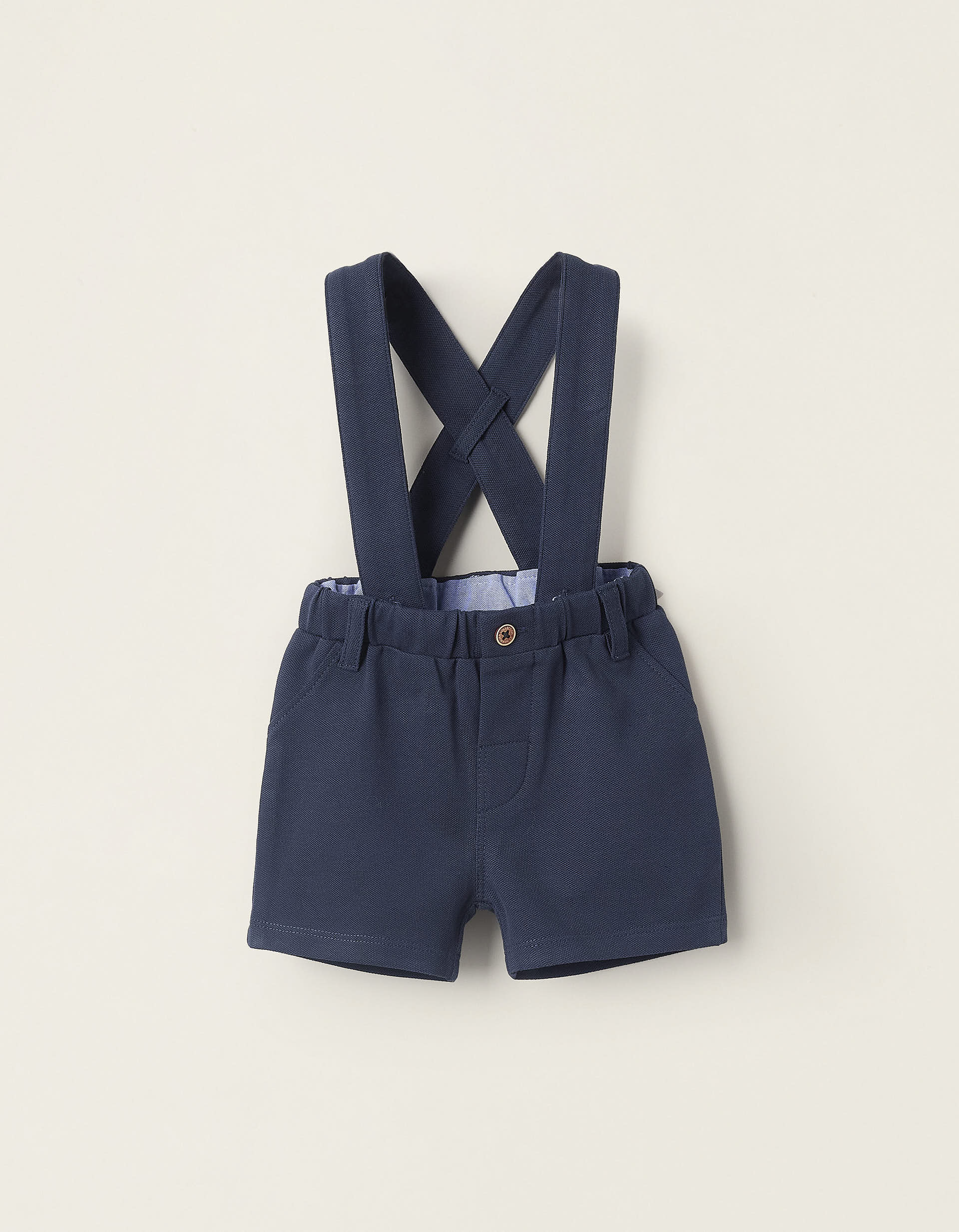 Piqué Jumpsuit for Newborn Boys, Dark Blue