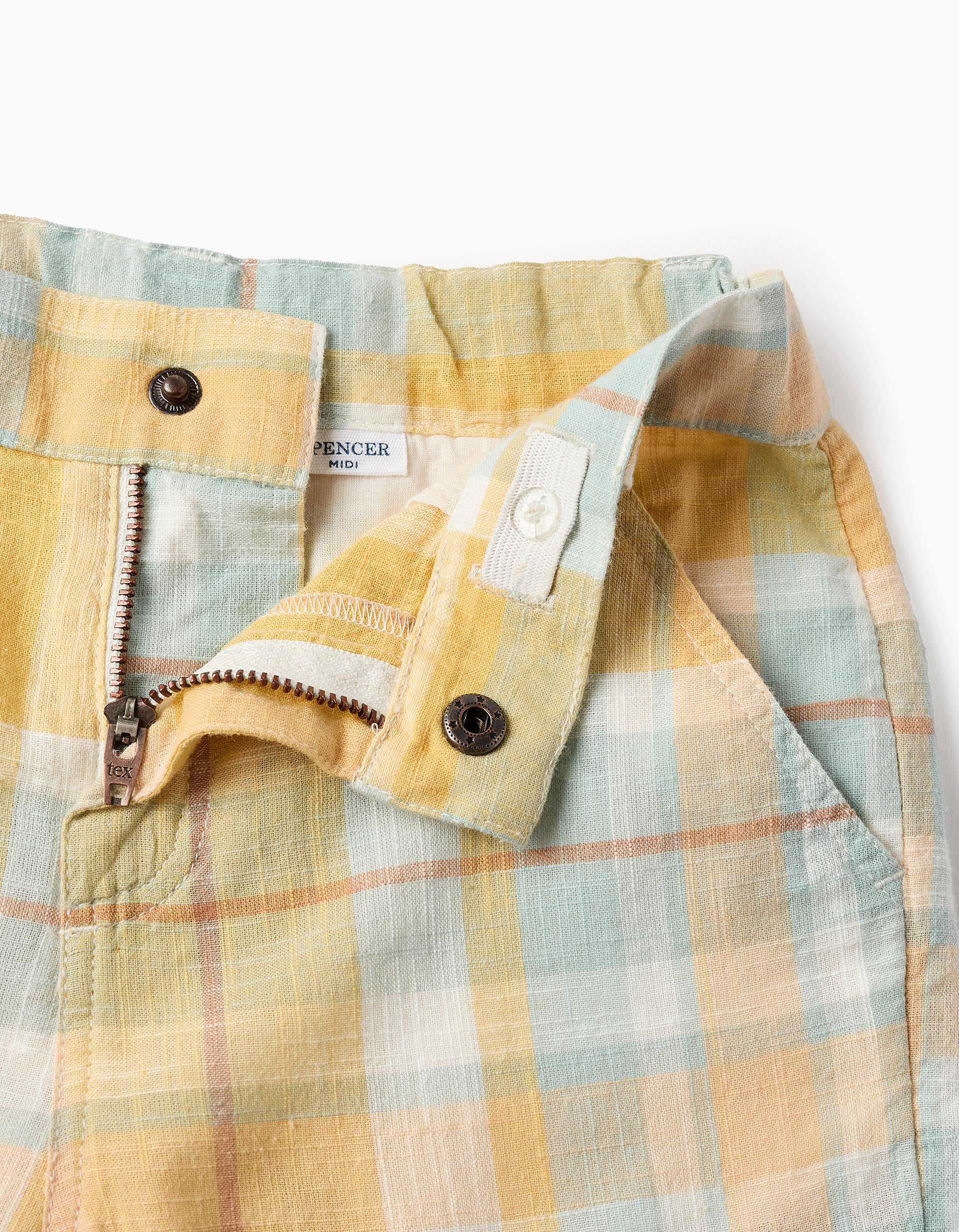 Cotton Checked Shorts for Boys 'B&S', Yellow