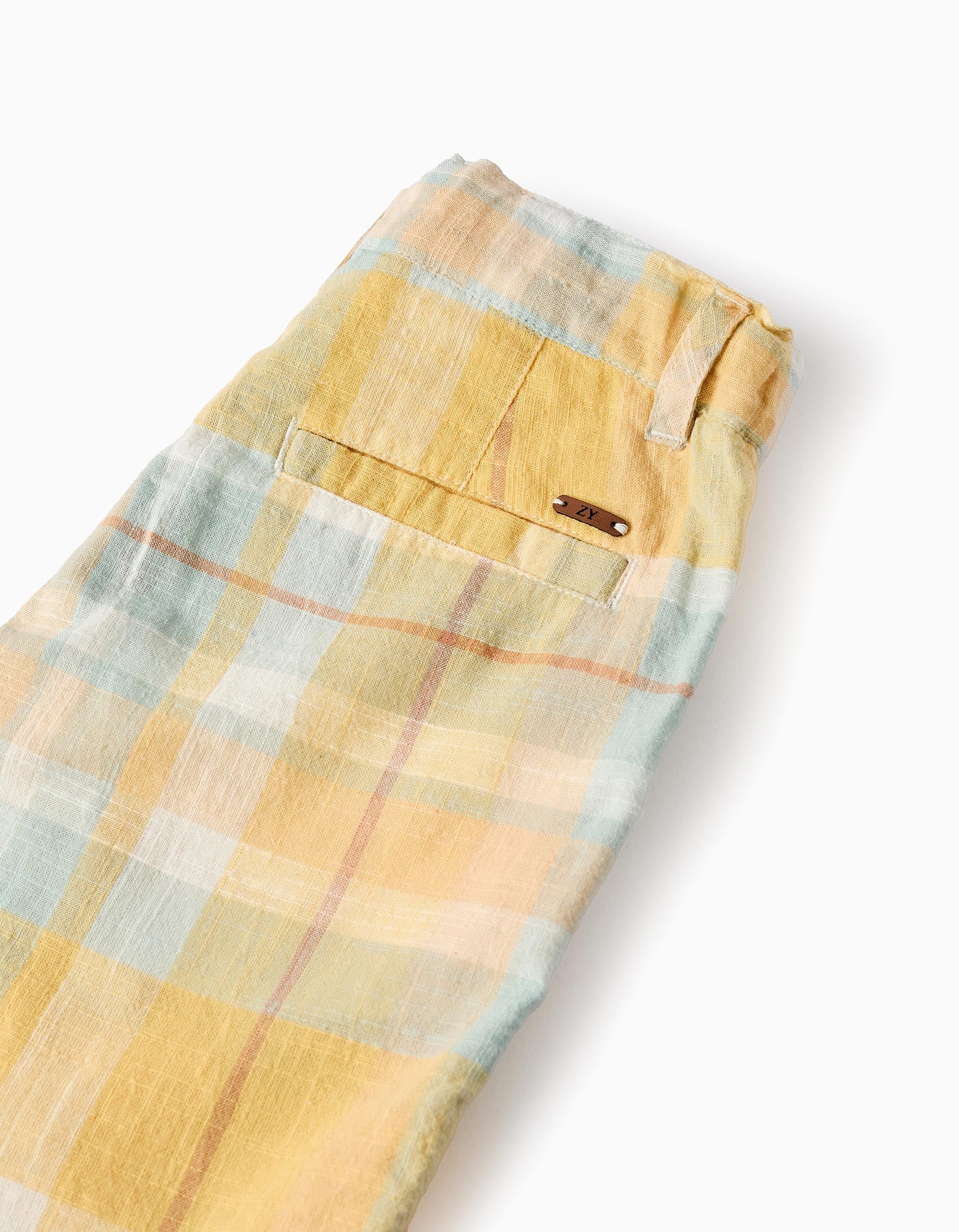 Cotton Checked Shorts for Boys 'B&S', Yellow