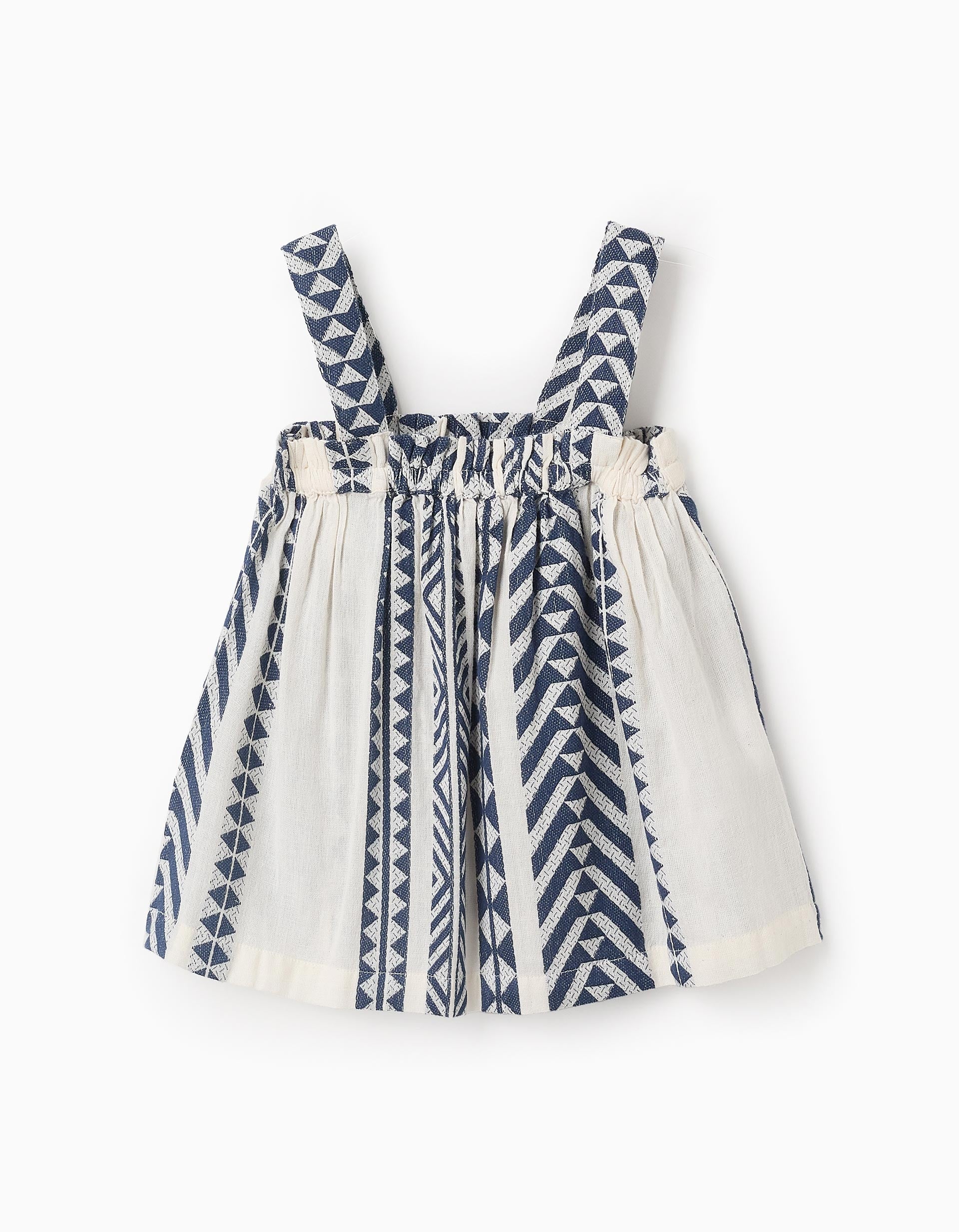 Top de Tirantes en Algodón con Estampado Étnico para Niña, Beige/Azul