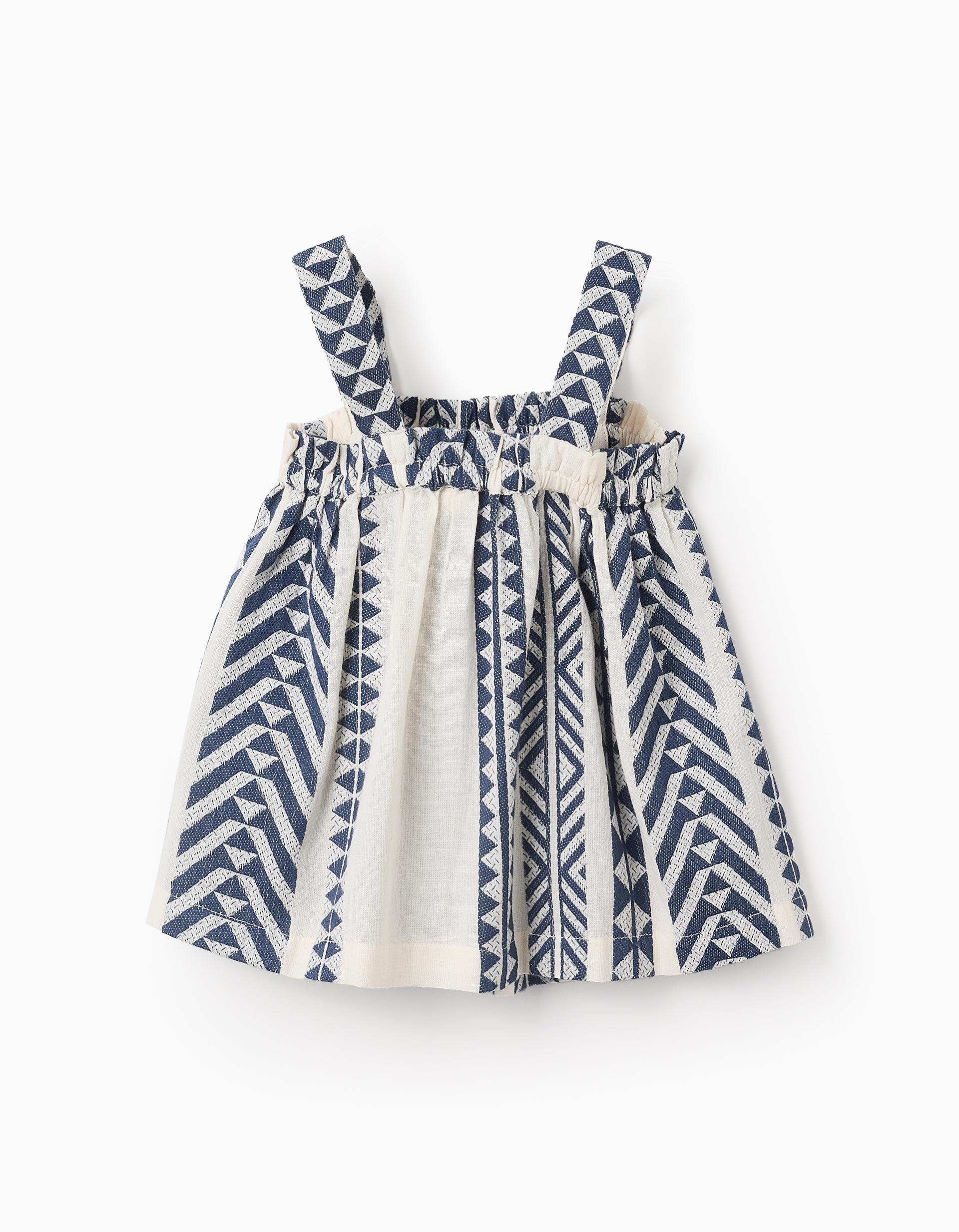 Top de Tirantes en Algodón con Estampado Étnico para Niña, Beige/Azul