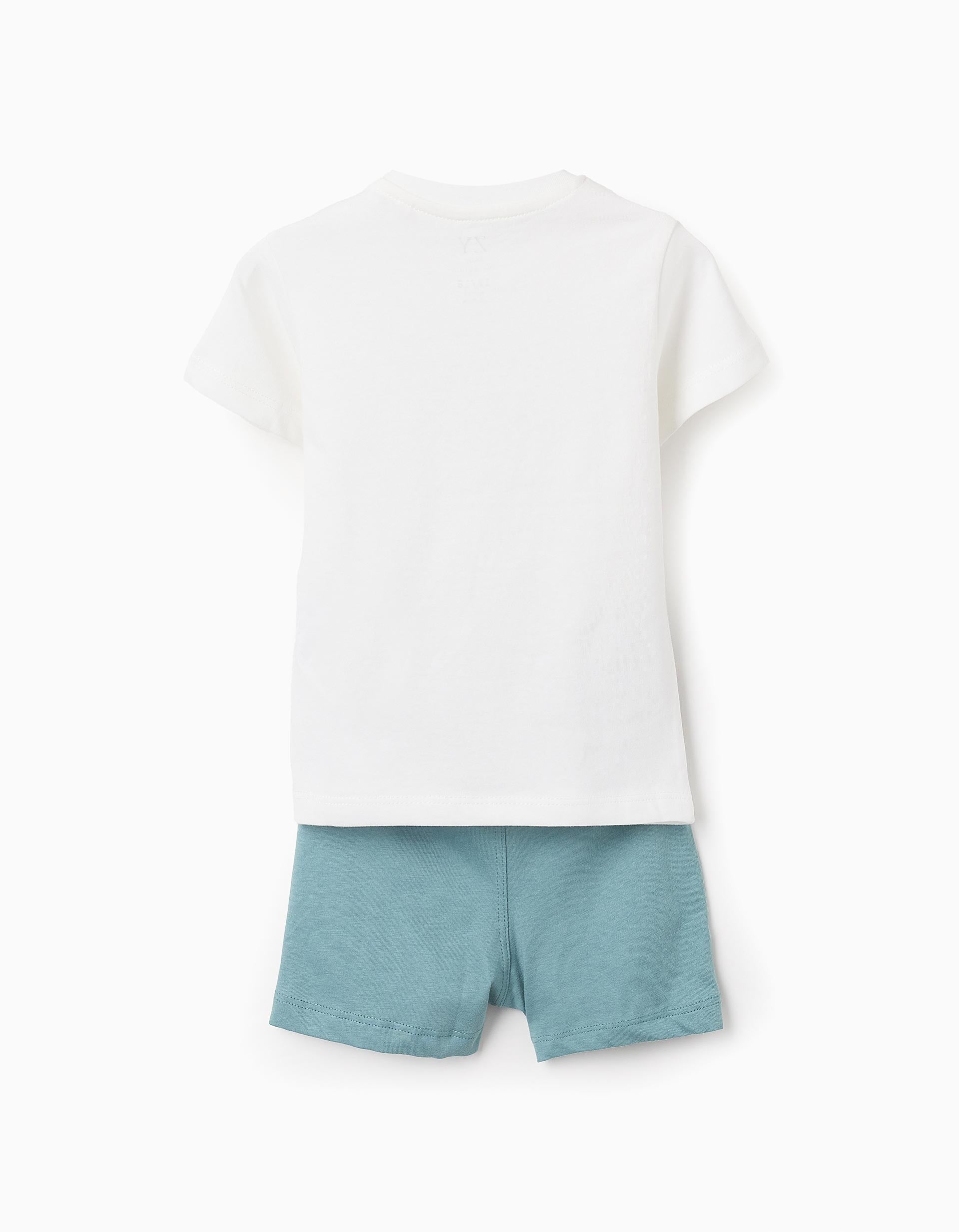 Ensemble T-shirt + Short pour Bébé Garçon 'Nature', Blanc/Vert