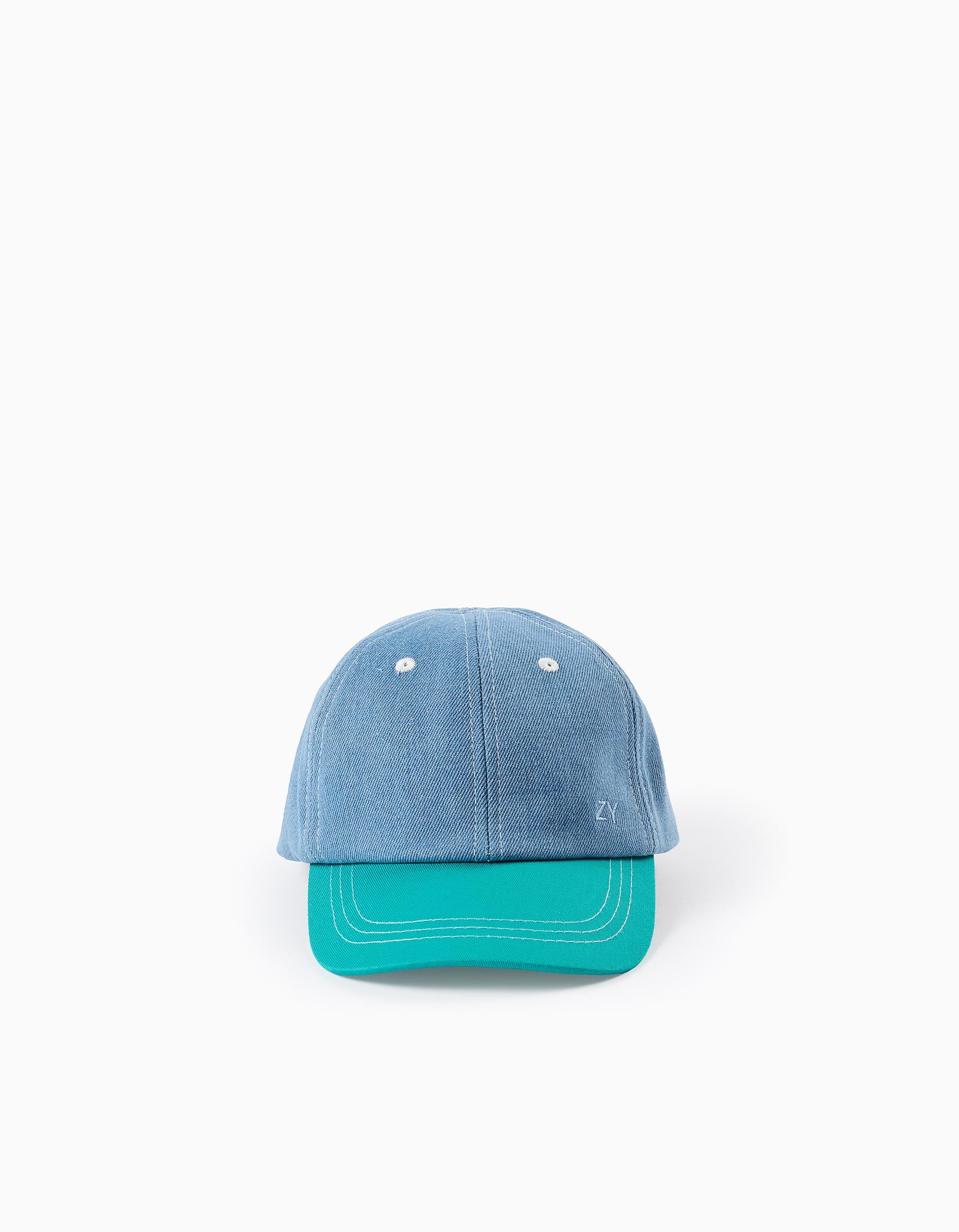 Denim and Twill Cap for Babies and Boys, Green/Blue