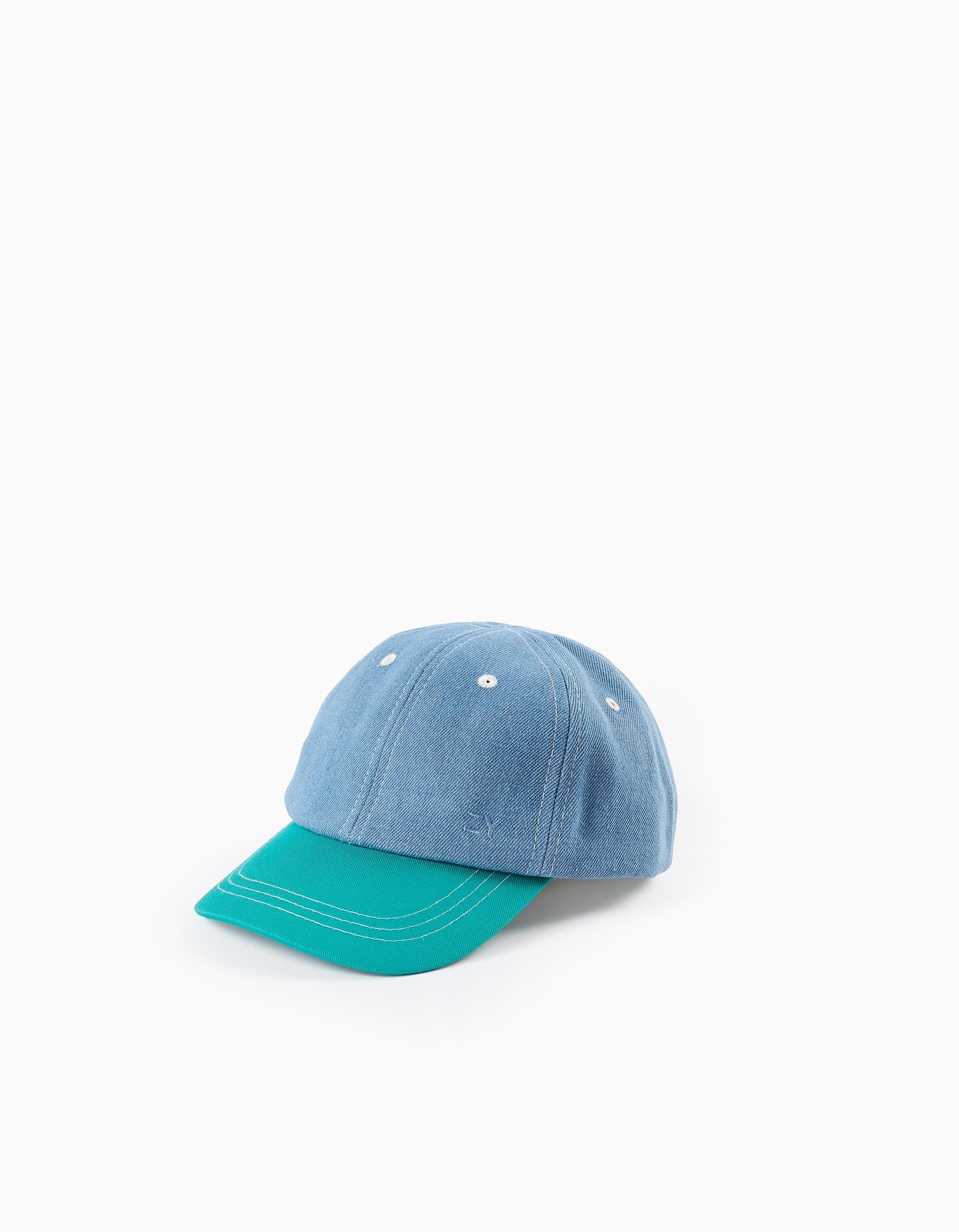 Denim and Twill Cap for Babies and Boys, Green/Blue