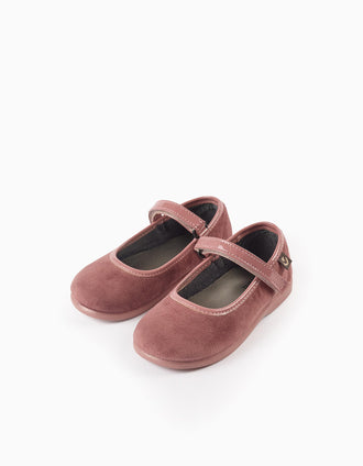Velvet Ballerina Flats for Babies and Girls 'Victoria Alba', Pink