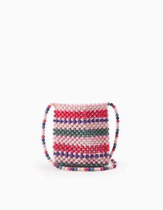 Bolso Bandolera con Cuentas para Niña, Multicolor