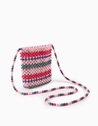 Bolso Bandolera con Cuentas para Niña, Multicolor