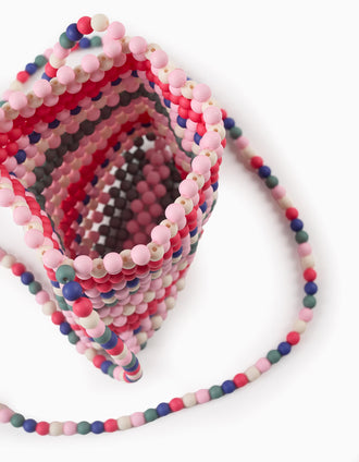 Bolso Bandolera con Cuentas para Niña, Multicolor