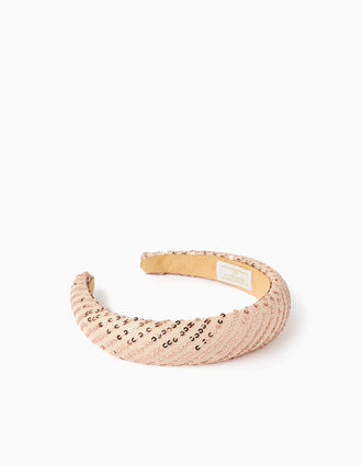 Headband with Sequins for Babies and Girls, Beige/Pink Gold
