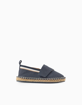 Espadrilles en Lin avec Jute pour Bébé Garçon, Bleu Foncé