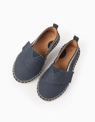 Espadrilles en Lin avec Jute pour Bébé Garçon, Bleu Foncé