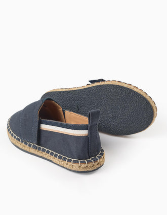 Espadrilles en Lin avec Jute pour Bébé Garçon, Bleu Foncé