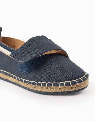 Espadrilles en Lin avec Jute pour Bébé Garçon, Bleu Foncé