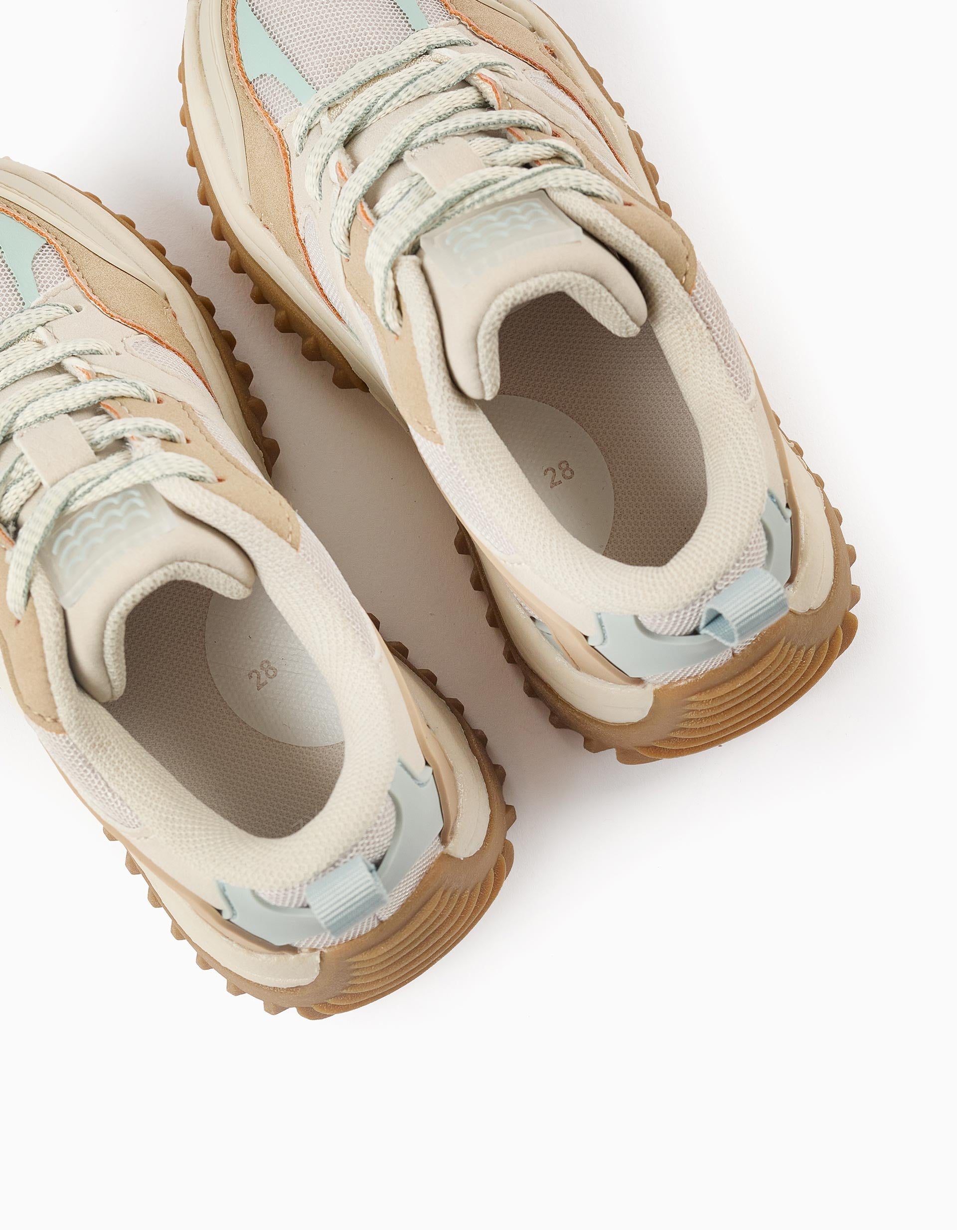 Zapatillas Combinadas para Niña, Beige/Azul Claro