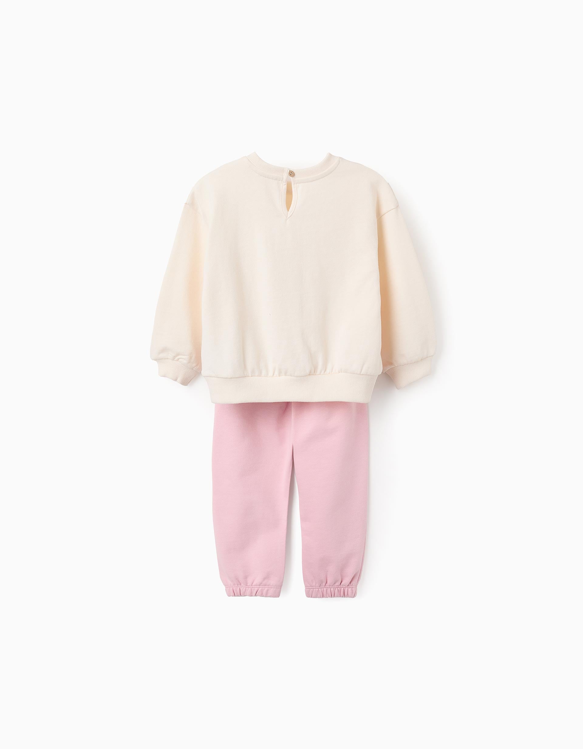 Sweatshirt + Joggers for Baby Girls 'Seagull', White/Pink