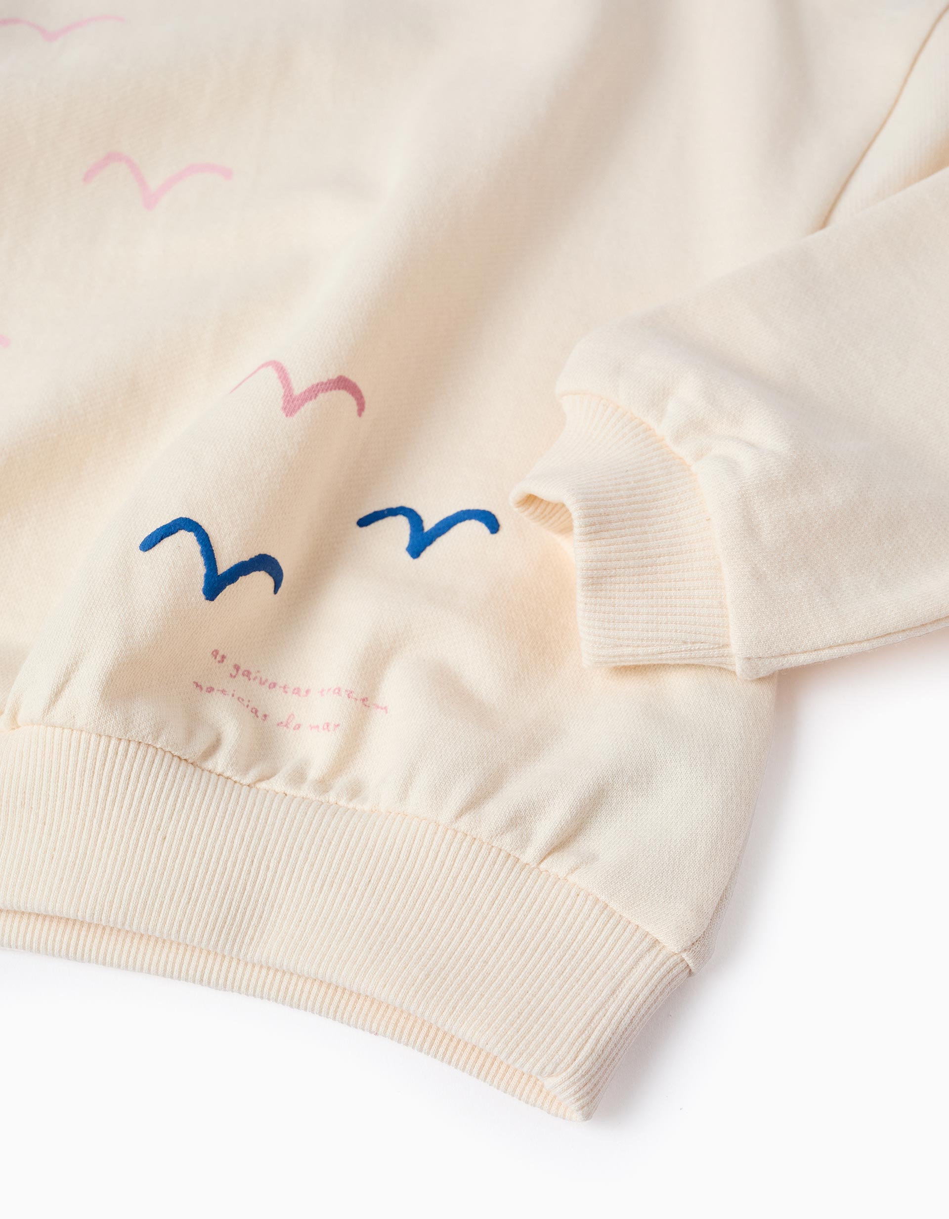 Sweatshirt + Joggers for Baby Girls 'Seagull', White/Pink