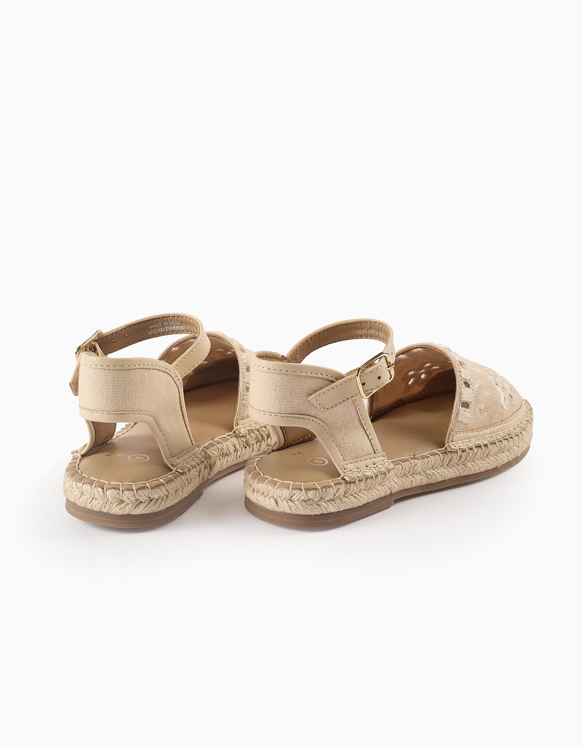 Alpargatas con Bordados y Yute para Niña, Beige