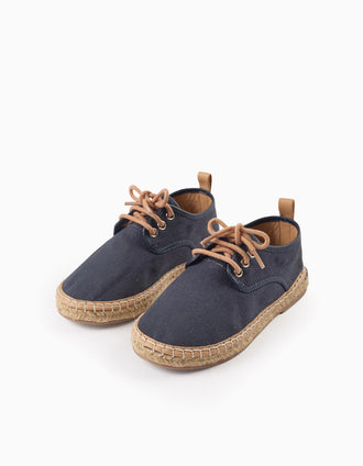 Chaussures en Toile avec Semelle en Raphia pour Garçon, Bleu Foncé
