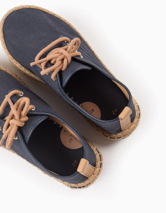 Chaussures en Toile avec Semelle en Raphia pour Garçon, Bleu Foncé