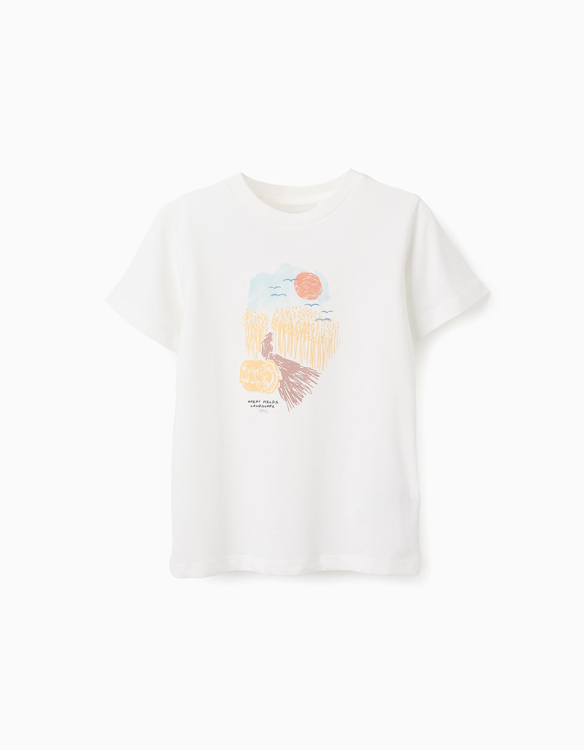 Cotton T-shirt for Boys 'Landscape', White