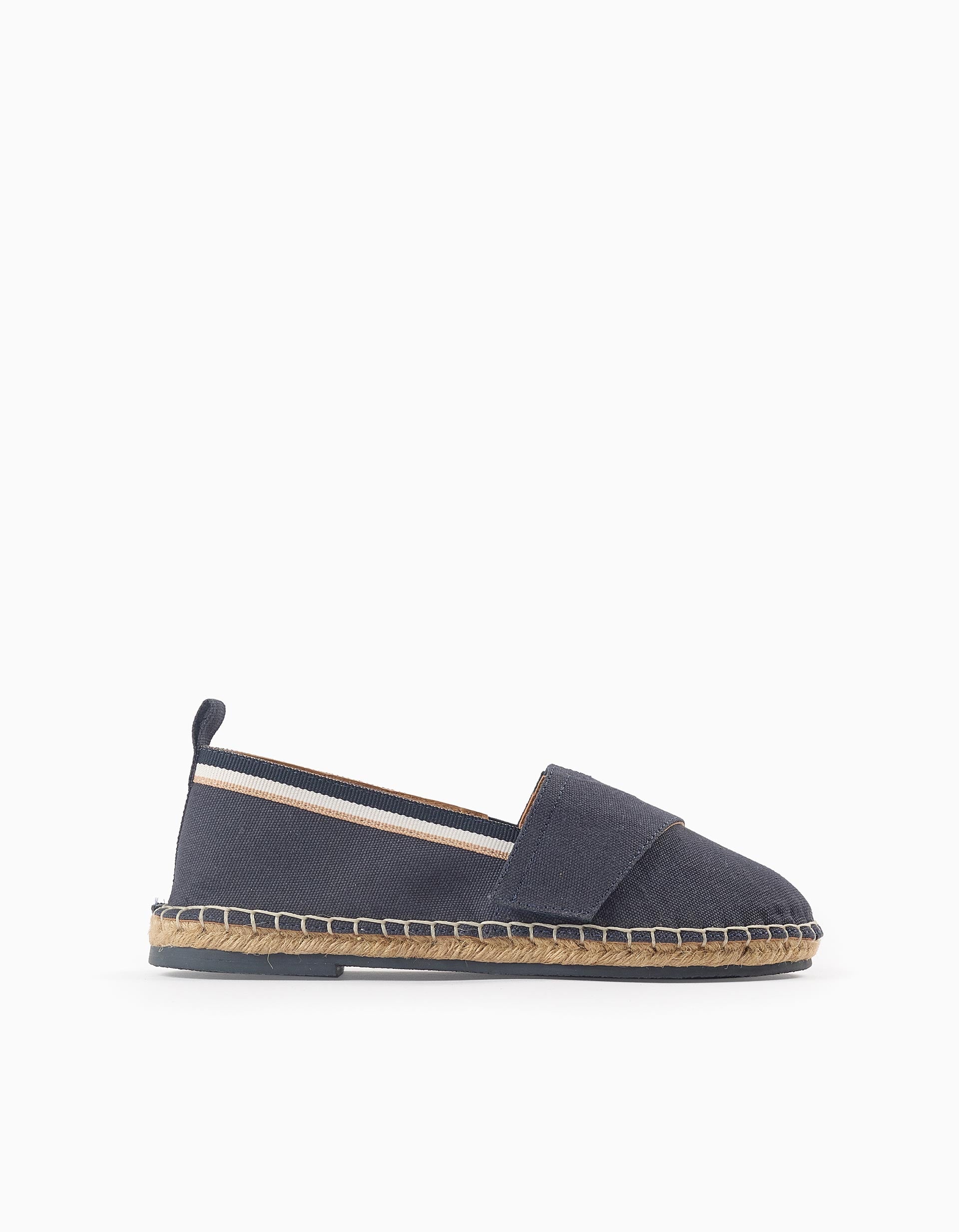 Linen Espadrilles with Jute for Boys, Dark Blue