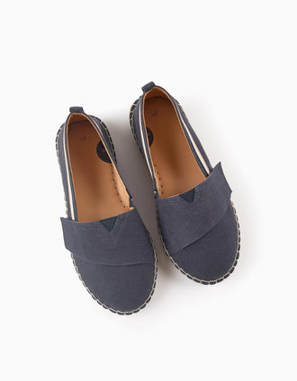 Espadrilles en Lin et Jute pour Garçon, Bleu Foncé