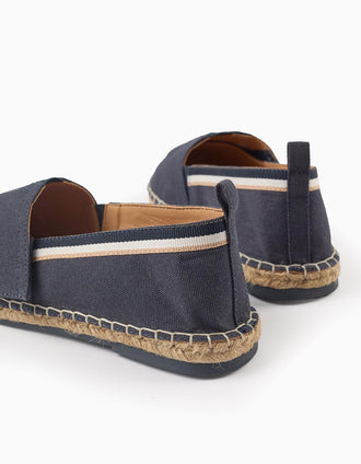 Espadrilles en Lin et Jute pour Garçon, Bleu Foncé