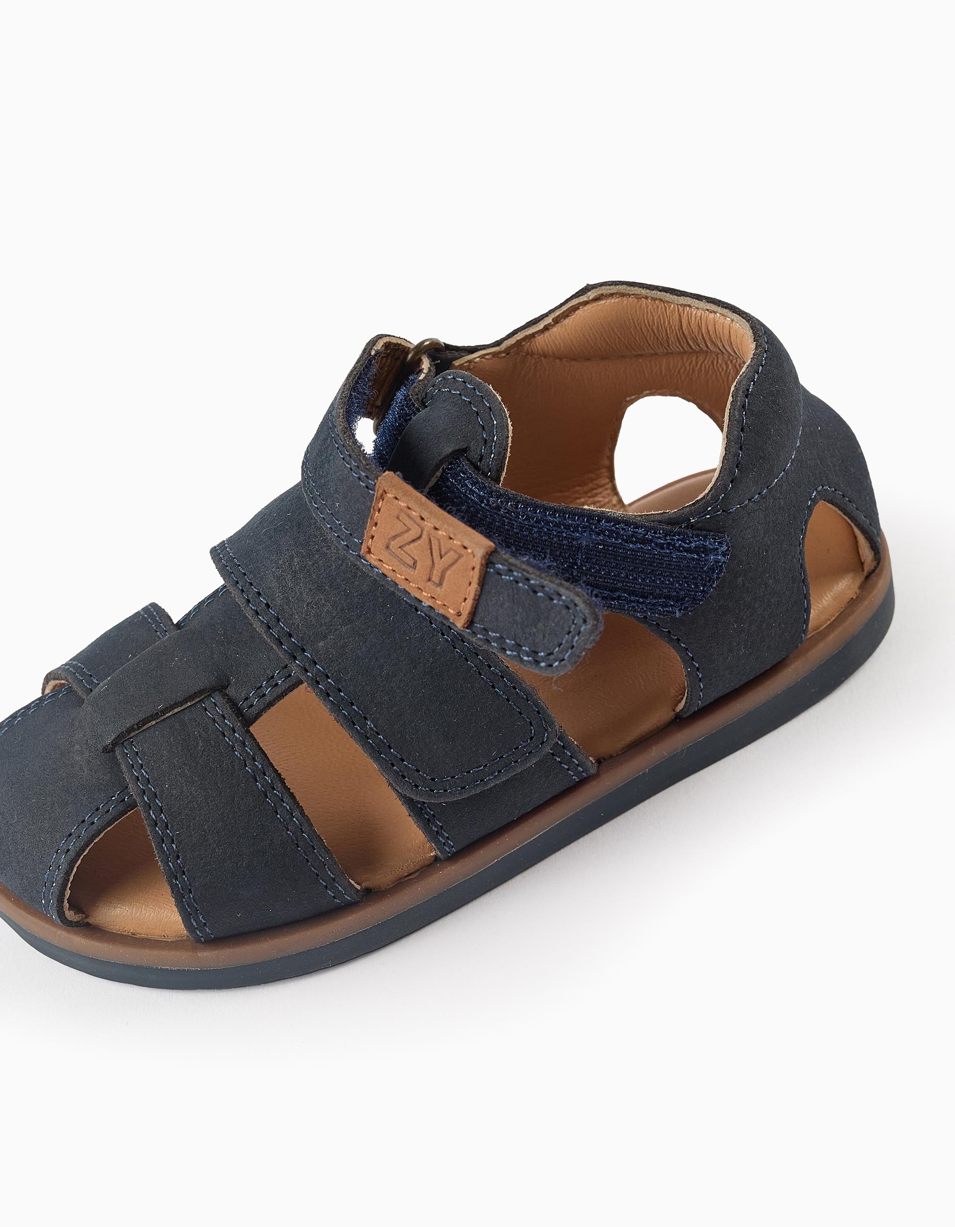 Sandálias Flexíveis em Pele para Bebé Menino, Azul Escuro – ZIPPY