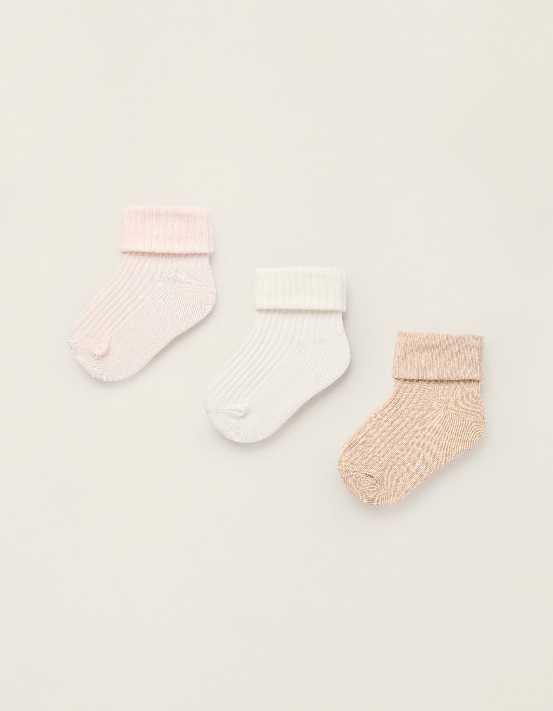 Pack 3 Paires de Chaussettes Côtelées pour Nouveau-née et Bébé, Multicolore