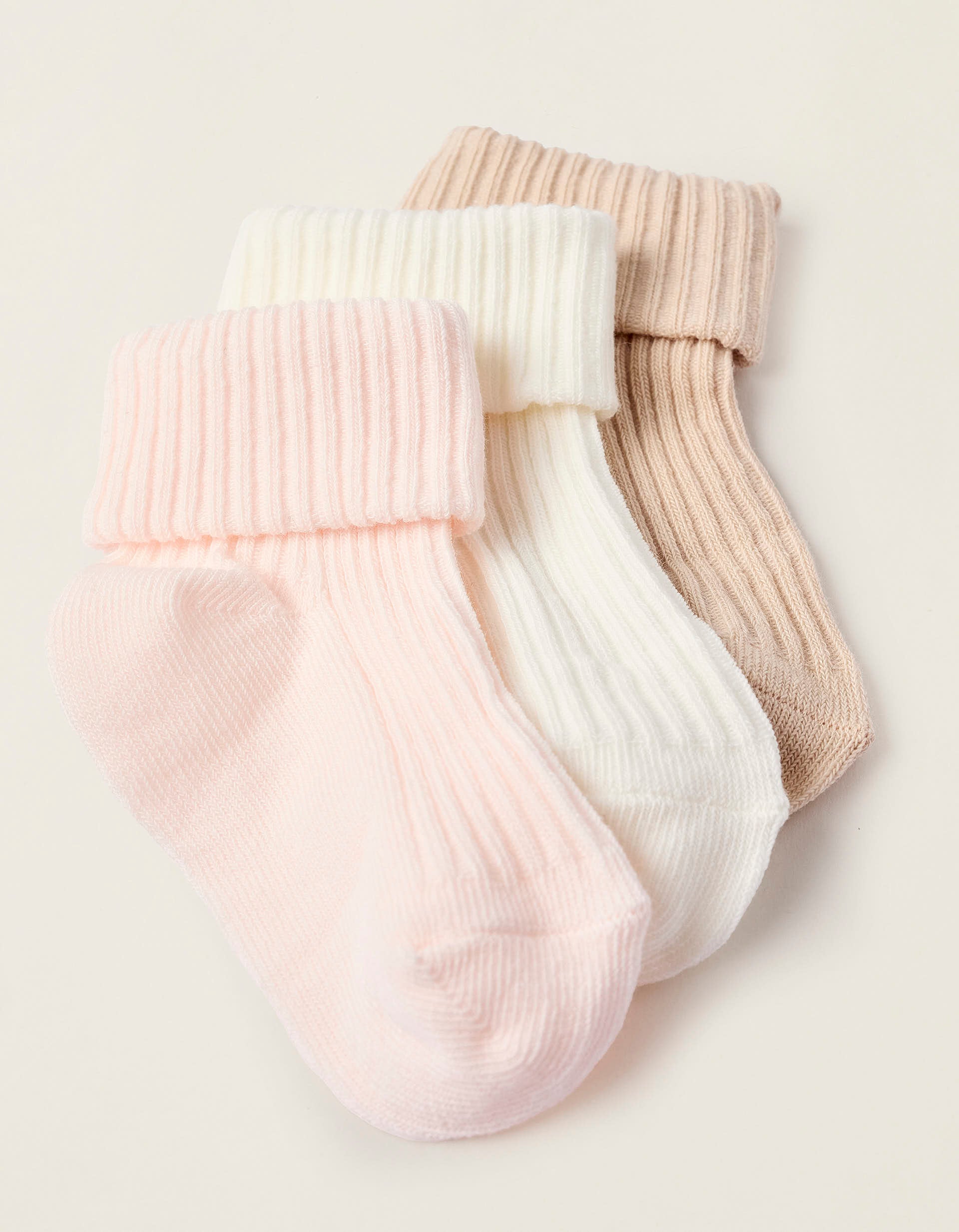 Pack of 3 Ribbed Socks for Newborn and Baby Girls, Multicolour