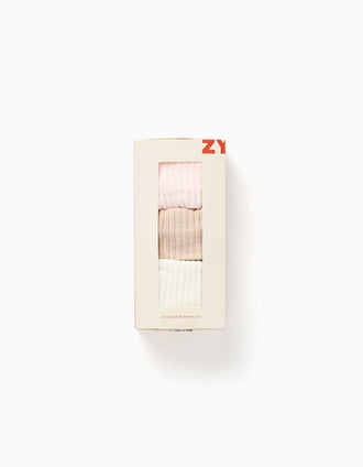 Pack of 3 Ribbed Socks for Newborn and Baby Girls, Multicolour