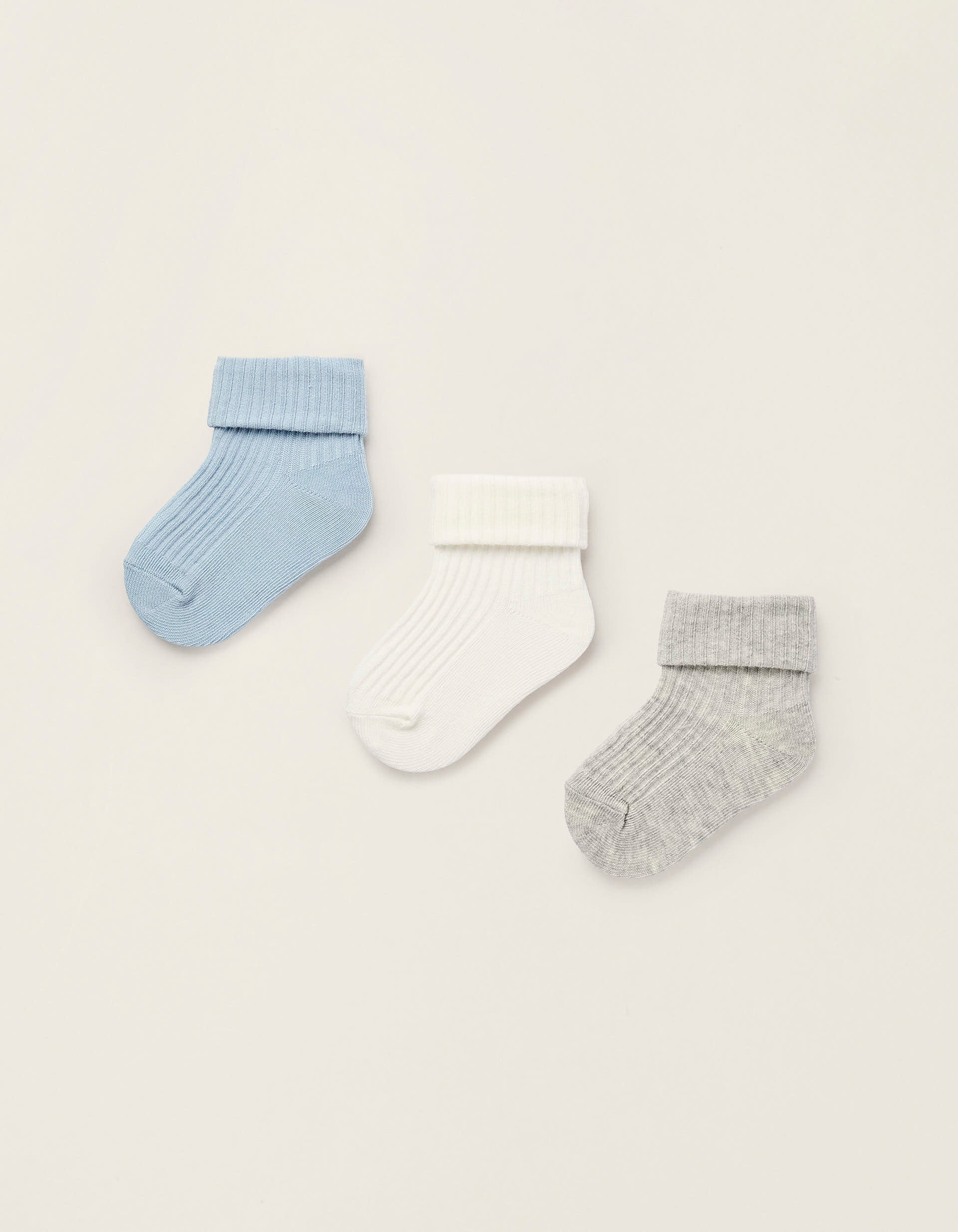 Pack 3 Paires de Chaussettes Côtelées pour Nouveau-Né et Bébé, Multicolore