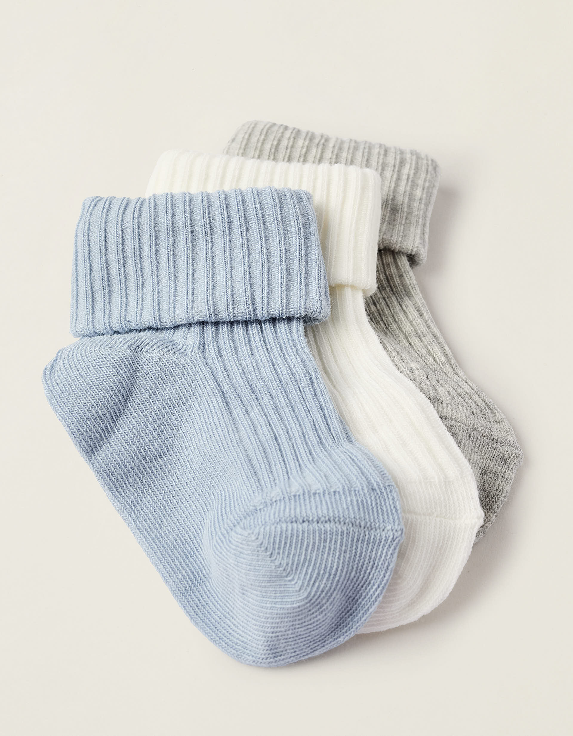 Pack 3 Paires de Chaussettes Côtelées pour Nouveau-Né et Bébé, Multicolore