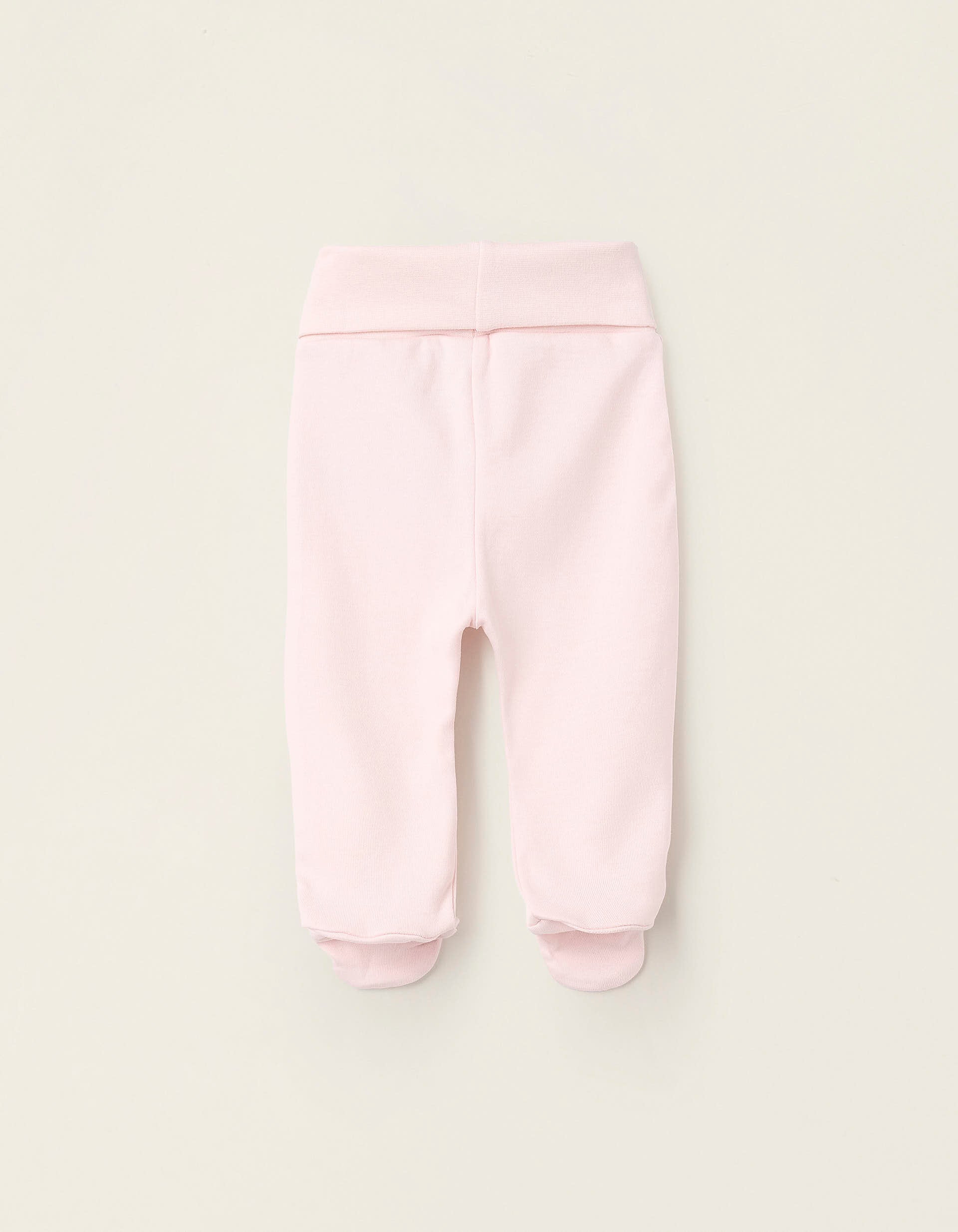 Pack 4 Pantalons avec Pieds pour Nouveau-née et Bébé 'Cigogne', Rose/Blanc