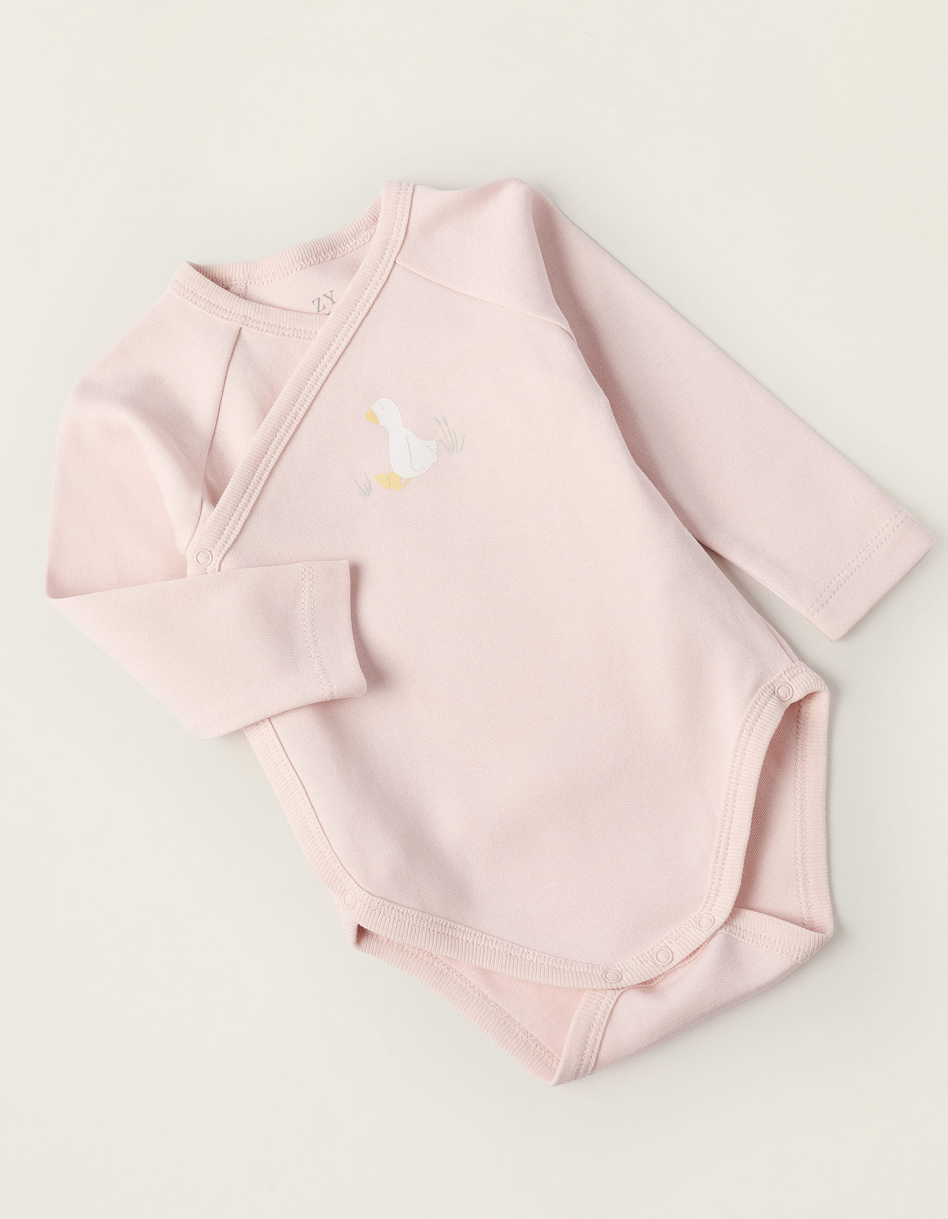 Pack 4 Bodies pour Nouveau-née et Bébé 'Cigogne', Rose/Blanc