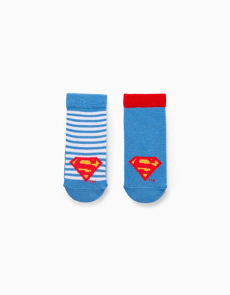 Pack 2 Pares de Meias Antiderrapantes para Bebé Menino 'Super Homem', Azul