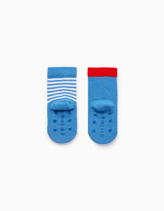 Pack 2 Pares de Meias Antiderrapantes para Bebé Menino 'Super Homem', Azul