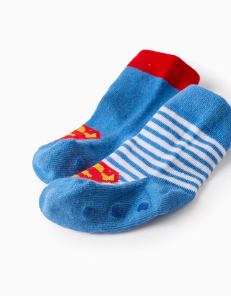 Pack 2 Pares de Meias Antiderrapantes para Bebé Menino 'Super Homem', Azul