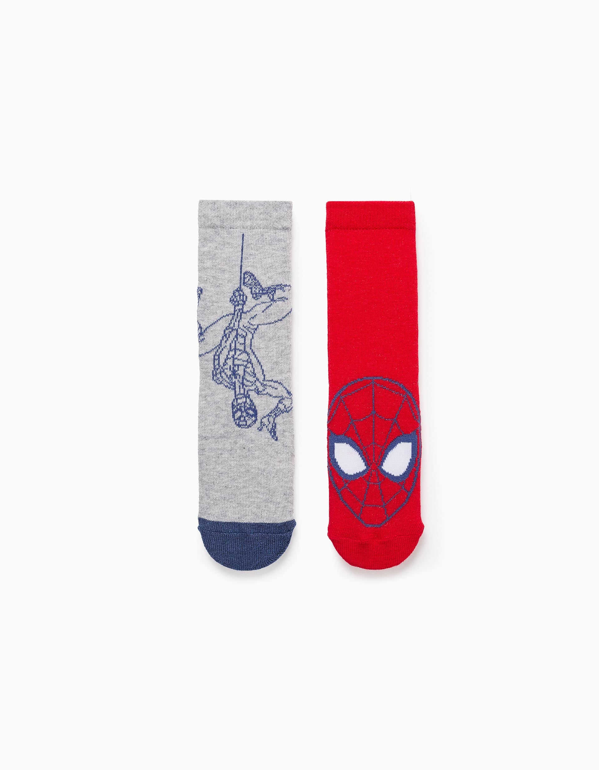 Pack 2 Paires de Chaussettes Antidérapantes pour Garçon 'Spider-Man', Rouge/Grise