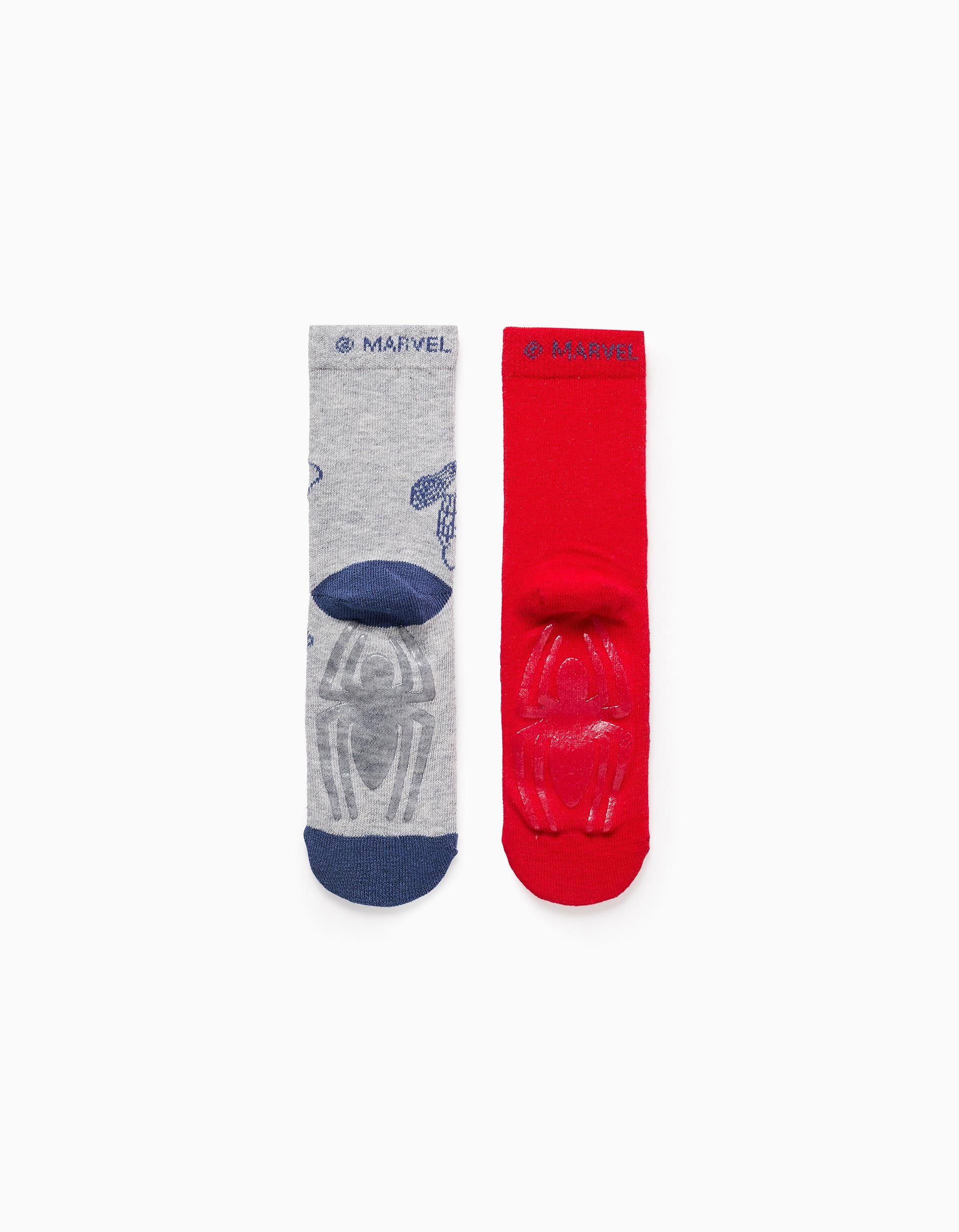 Pack 2 Paires de Chaussettes Antidérapantes pour Garçon 'Spider-Man', Rouge/Grise