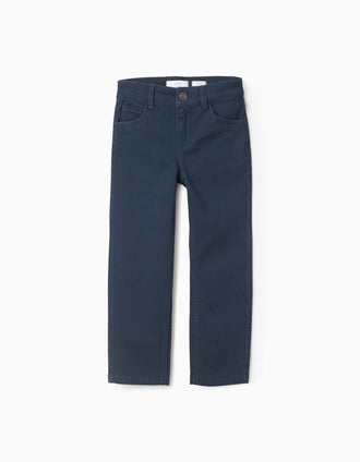 Pantalón de Sarga para Niño 'Slim Fit', Azul Oscuro