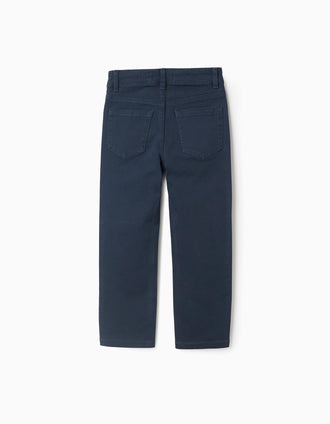 Pantalón de Sarga para Niño 'Slim Fit', Azul Oscuro