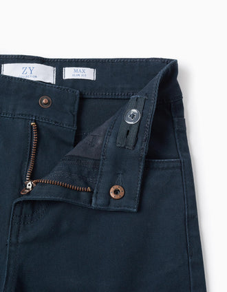 Pantalón de Sarga para Niño 'Slim Fit', Azul Oscuro