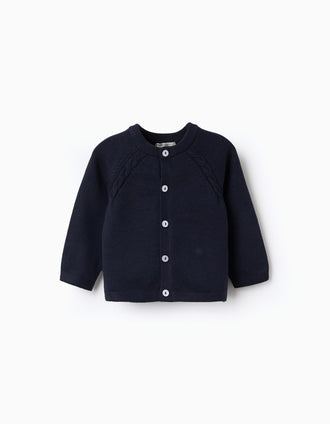 Cotton Cardigan for Newborns, Dark Blue