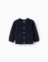 Chaqueta de Punto en Algodón para Recién Nacido, Azul Oscuro